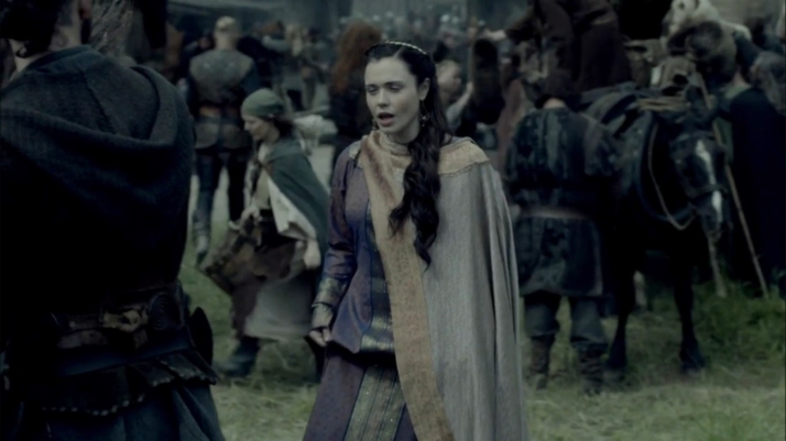 lady Judith enters and makes her play for Athelstan in a chastely religious manner